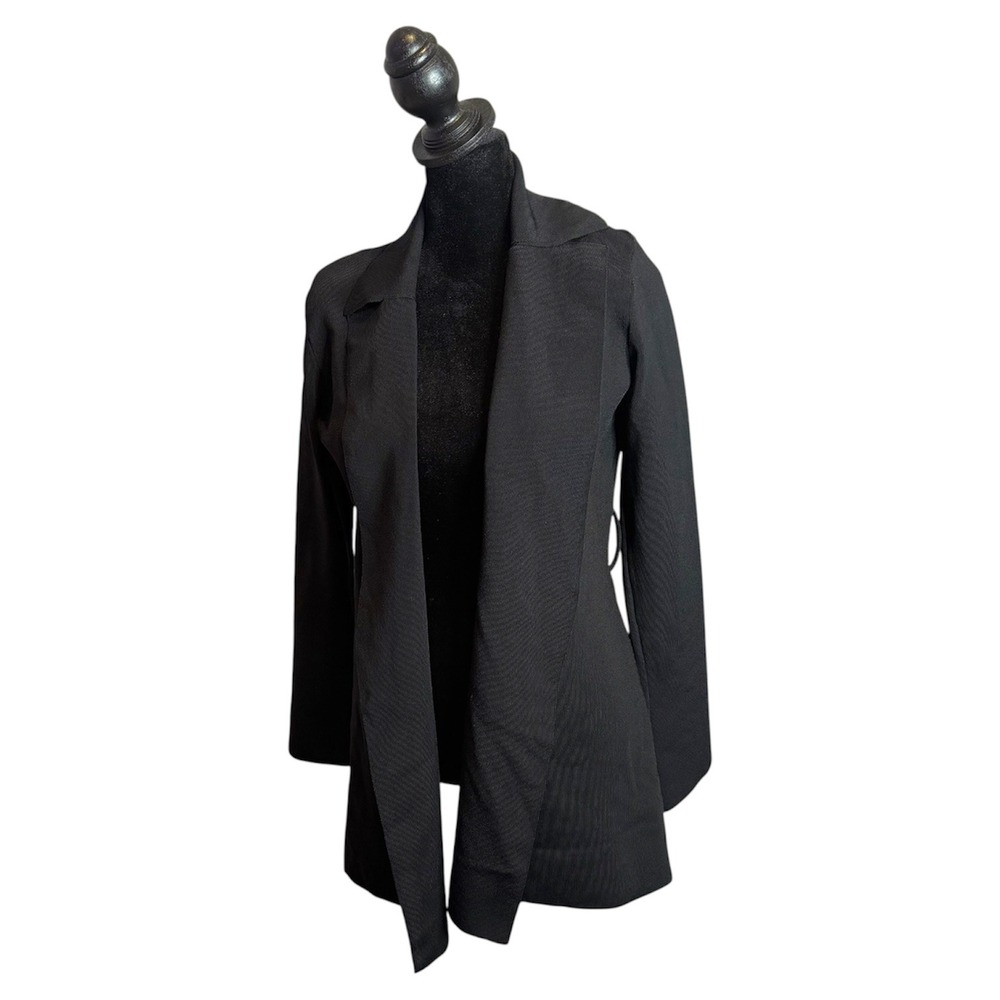 M.M.LaFleur Merritt Jardigan Women S Black Open Front Knit Blazer Jacket NO BELT